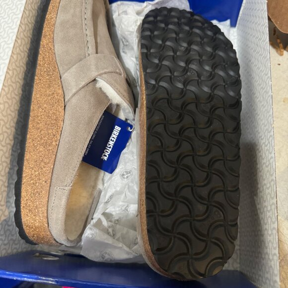 Birkenstock Women's Buckley Shearling Stone Coin Clog- Narrow Width - Picture 2 of 3